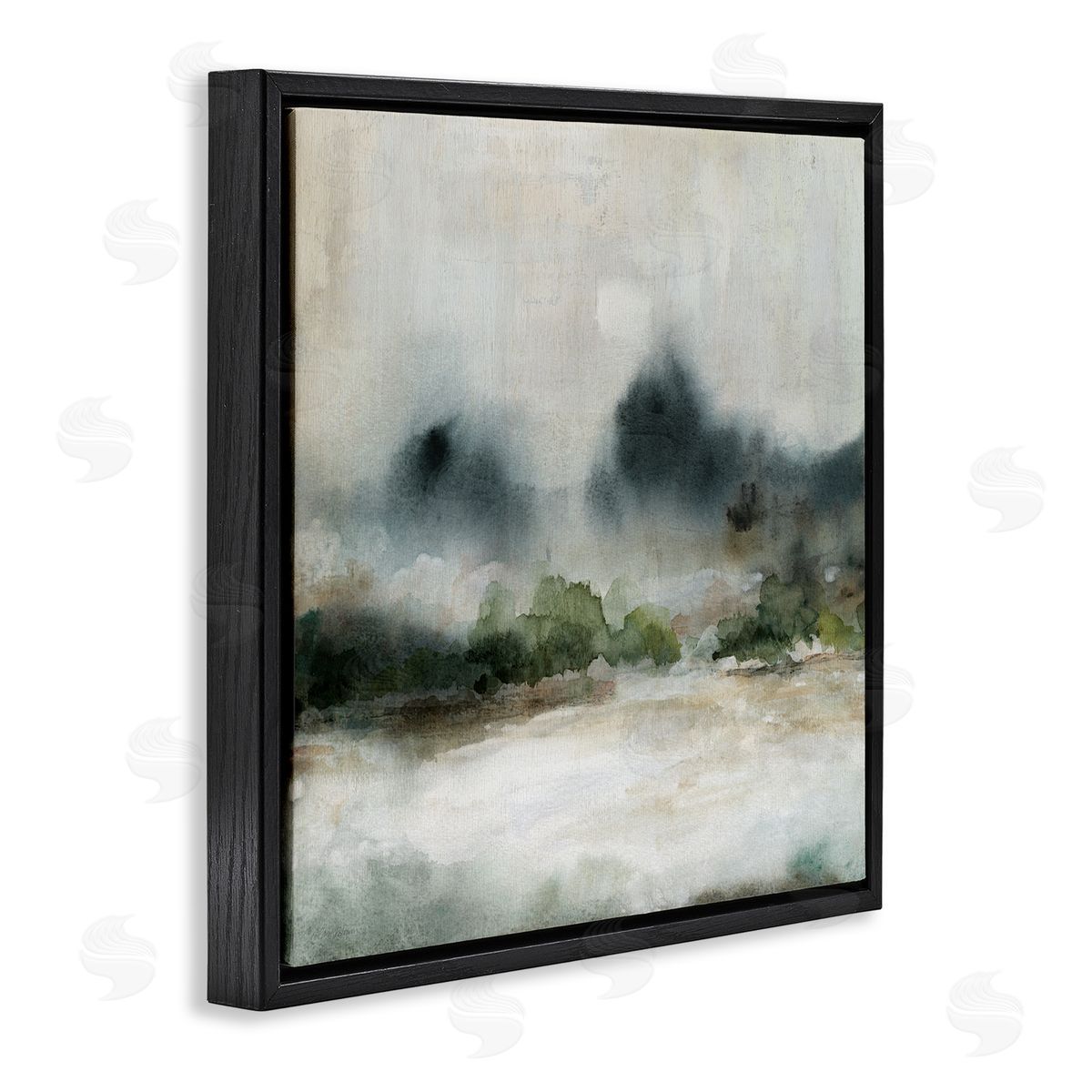 Carol Robinson Enigmatic Foggy Mountain Abstract Landscape Scene  Black Floating Frame Canvas Wall Art Print