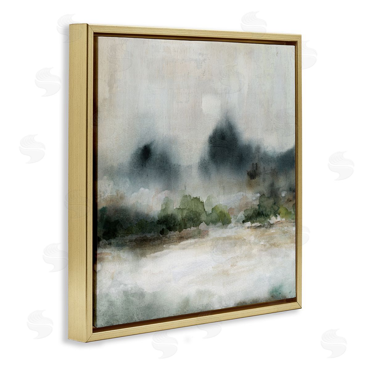 Carol Robinson Enigmatic Foggy Mountain Abstract Landscape Scene  Gold Floating Frame Canvas Wall Art Print