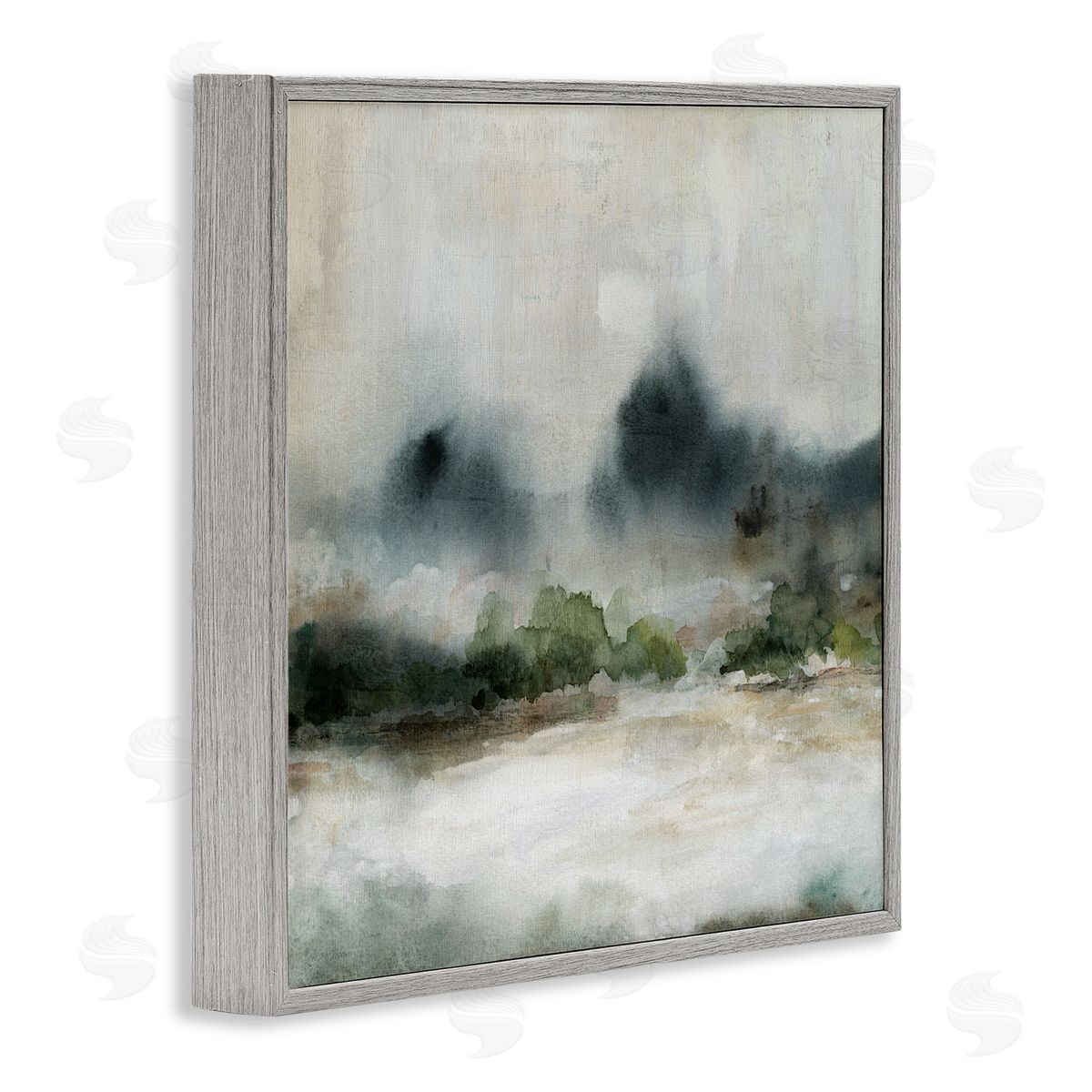 Carol Robinson Enigmatic Foggy Mountain Abstract Landscape Scene  Gray Framed Glicee Wall Art Print