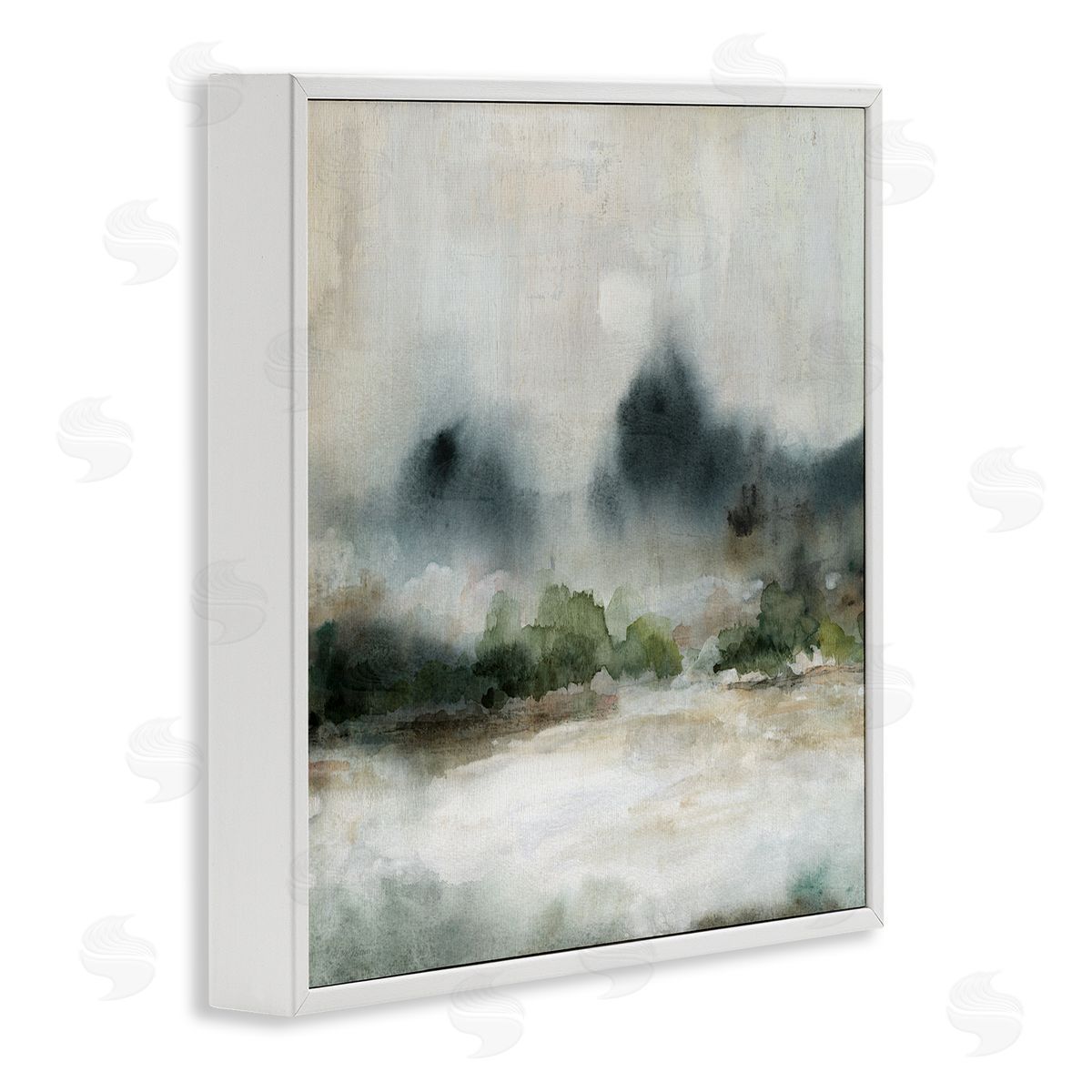 Carol Robinson Enigmatic Foggy Mountain Abstract Landscape Scene  White Framed Glicee Wall Art Print
