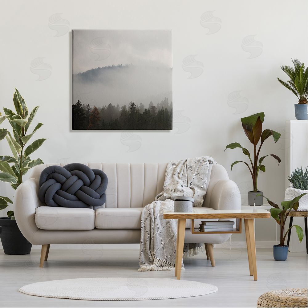 Carol Robinson Misty Mountain Weather Obscured Forest Tree Tops Canvas Wall Art in Room