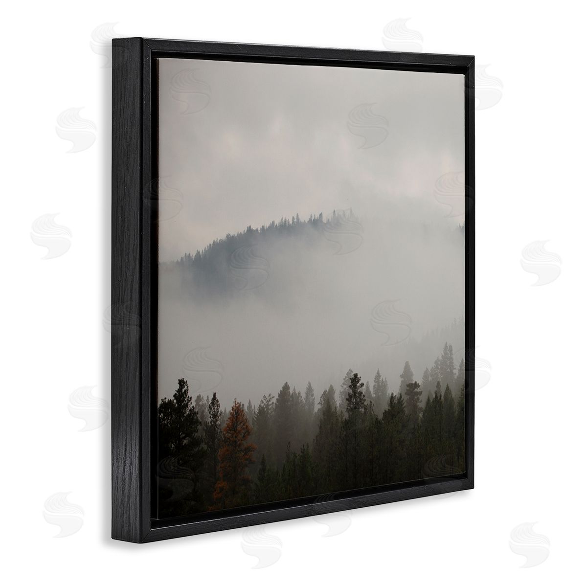 Carol Robinson Misty Mountain Weather Obscured Forest Tree Tops Black Floating Frame Canvas Wall Art Print