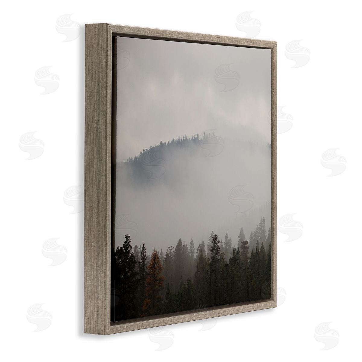 Carol Robinson Misty Mountain Weather Obscured Forest Tree Tops Brown Floating Frame Canvas Wall Art Print
