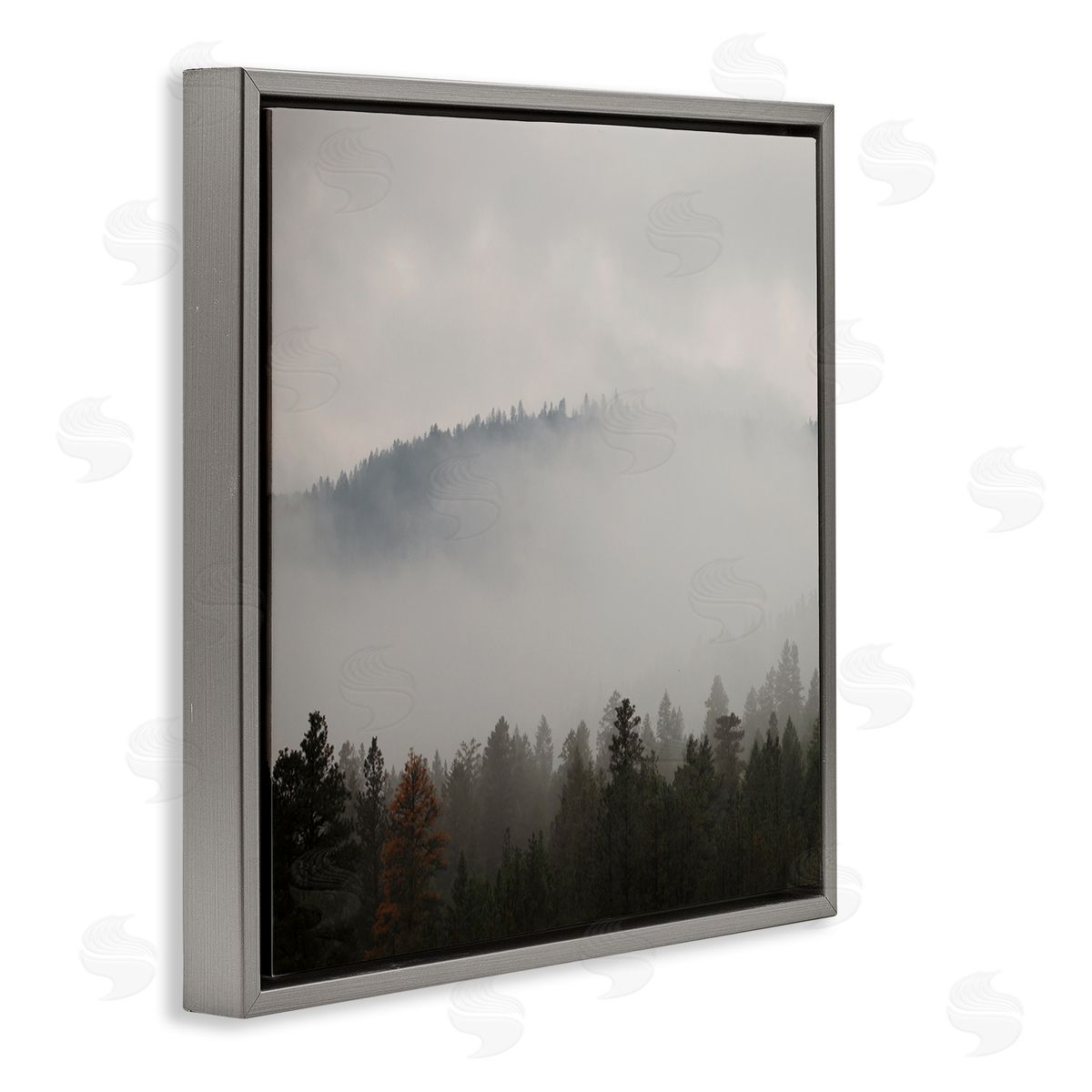 Carol Robinson Misty Mountain Weather Obscured Forest Tree Tops Gray Floating Frame Canvas Wall Art Print