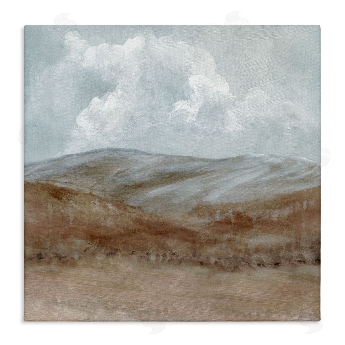 Carol Robinson Puffy Clouds Over Mountain Peaks Rural Country Grassland Stretched Canvas Wall Art Print