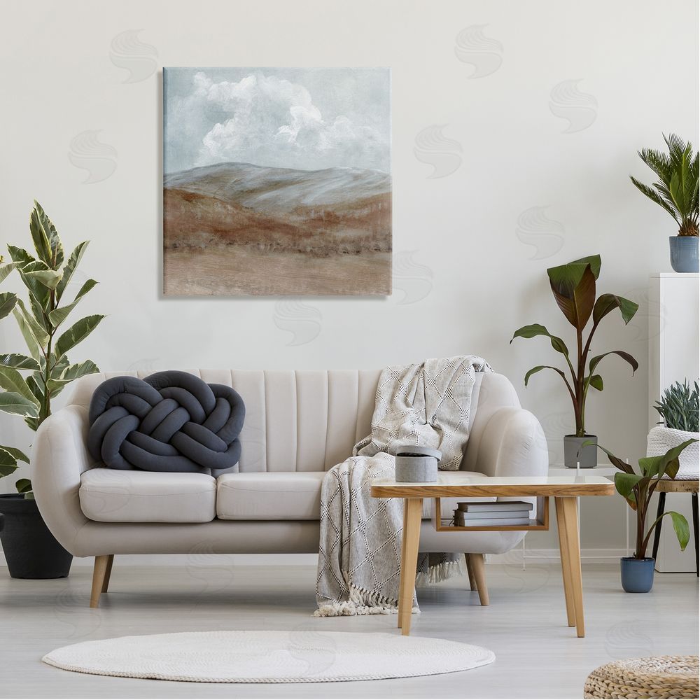 Carol Robinson Puffy Clouds Over Mountain Peaks Rural Country Grassland Canvas Wall Art in Room