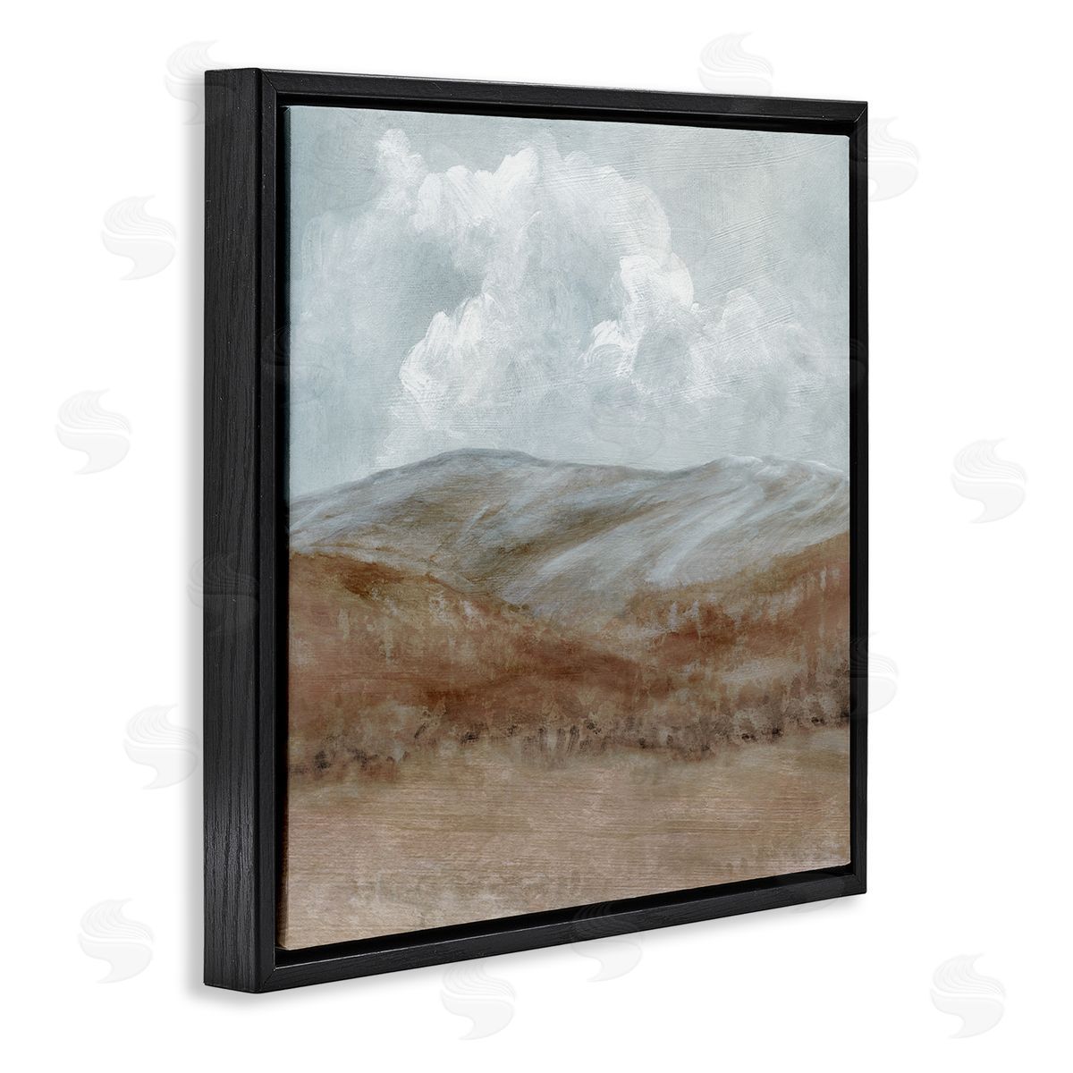 Carol Robinson Puffy Clouds Over Mountain Peaks Rural Country Grassland Black Floating Frame Canvas Wall Art Print