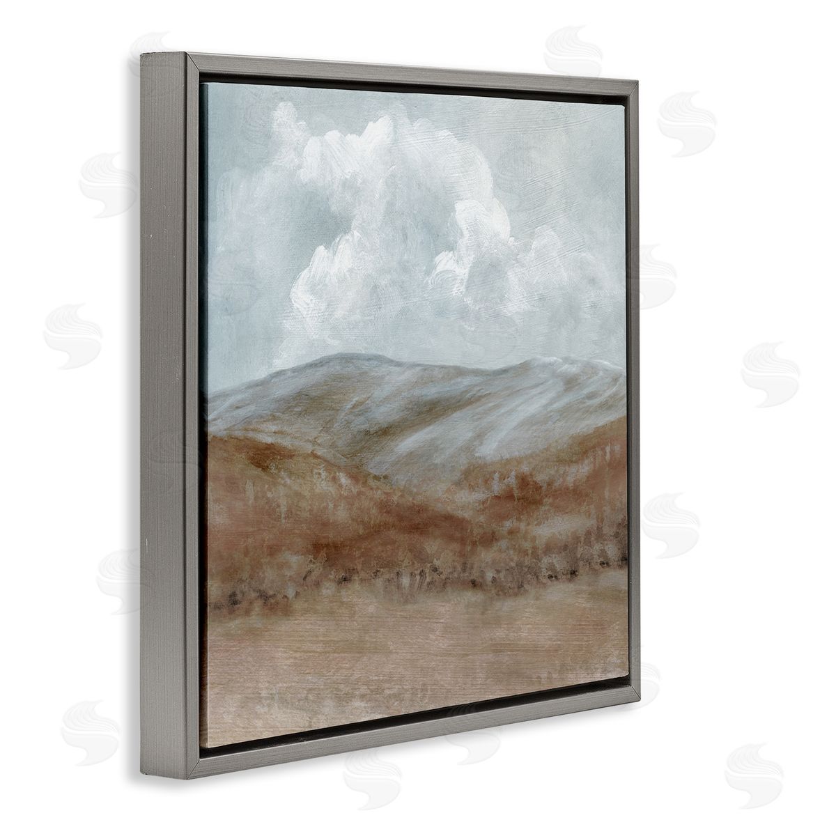 Carol Robinson Puffy Clouds Over Mountain Peaks Rural Country Grassland Gray Floating Frame Canvas Wall Art Print