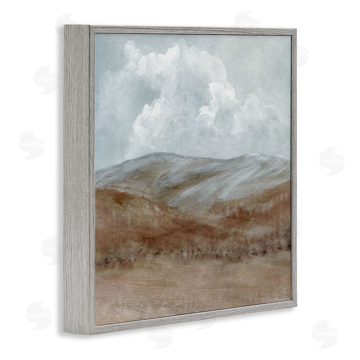 Carol Robinson Puffy Clouds Over Mountain Peaks Rural Country Grassland Gray Framed Glicee Wall Art Print