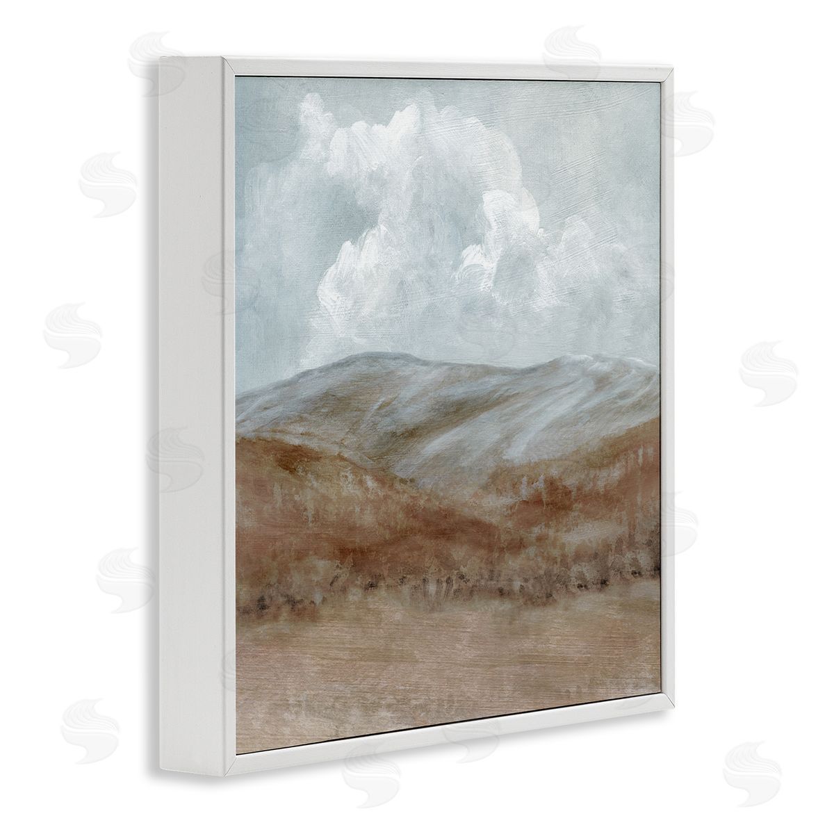 Carol Robinson Puffy Clouds Over Mountain Peaks Rural Country Grassland White Framed Glicee Wall Art Print