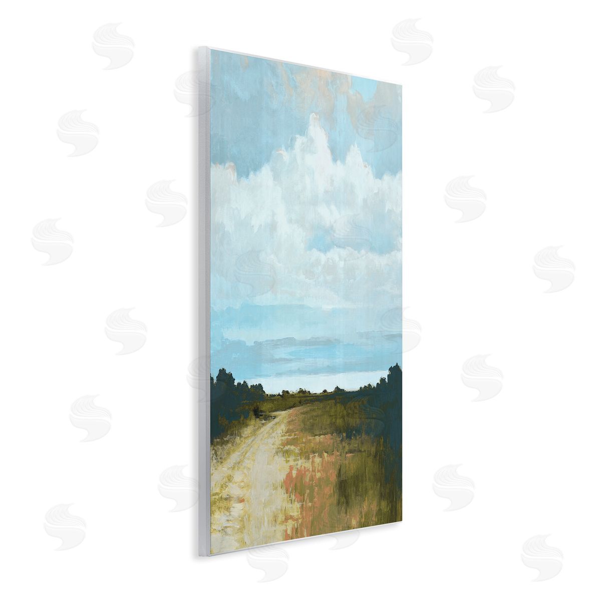 Cloverfield & Co. Atmospheric Blue Clouds Over Rural Country Path Wall Plaque Art Print