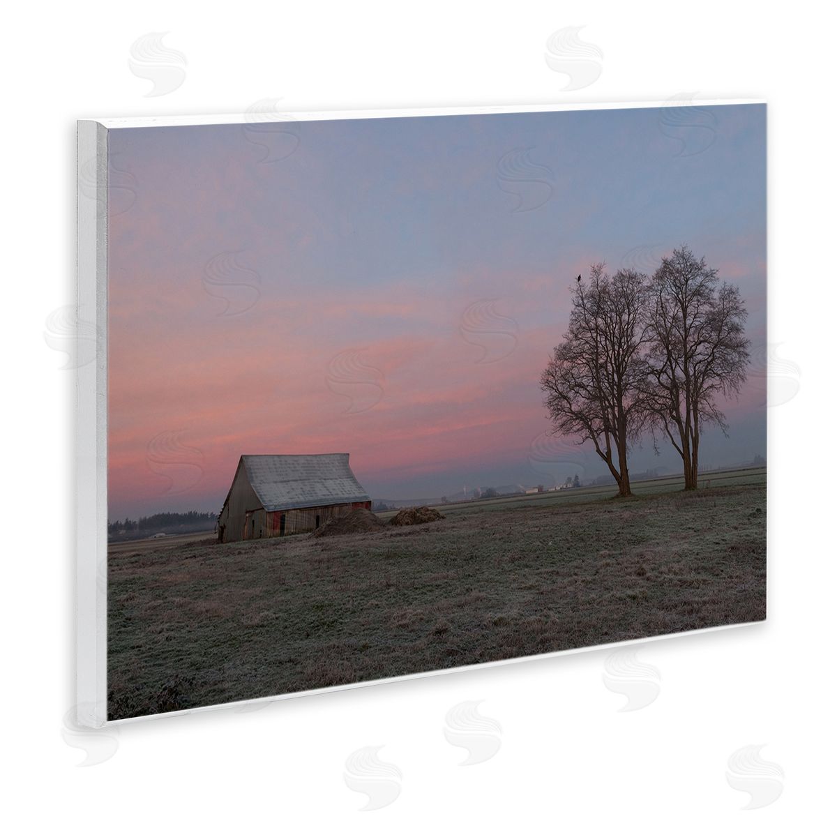 Nancy Crowell Lone Grassland Cabin Rural Trees Sunset Sky Wall Plaque Art Print