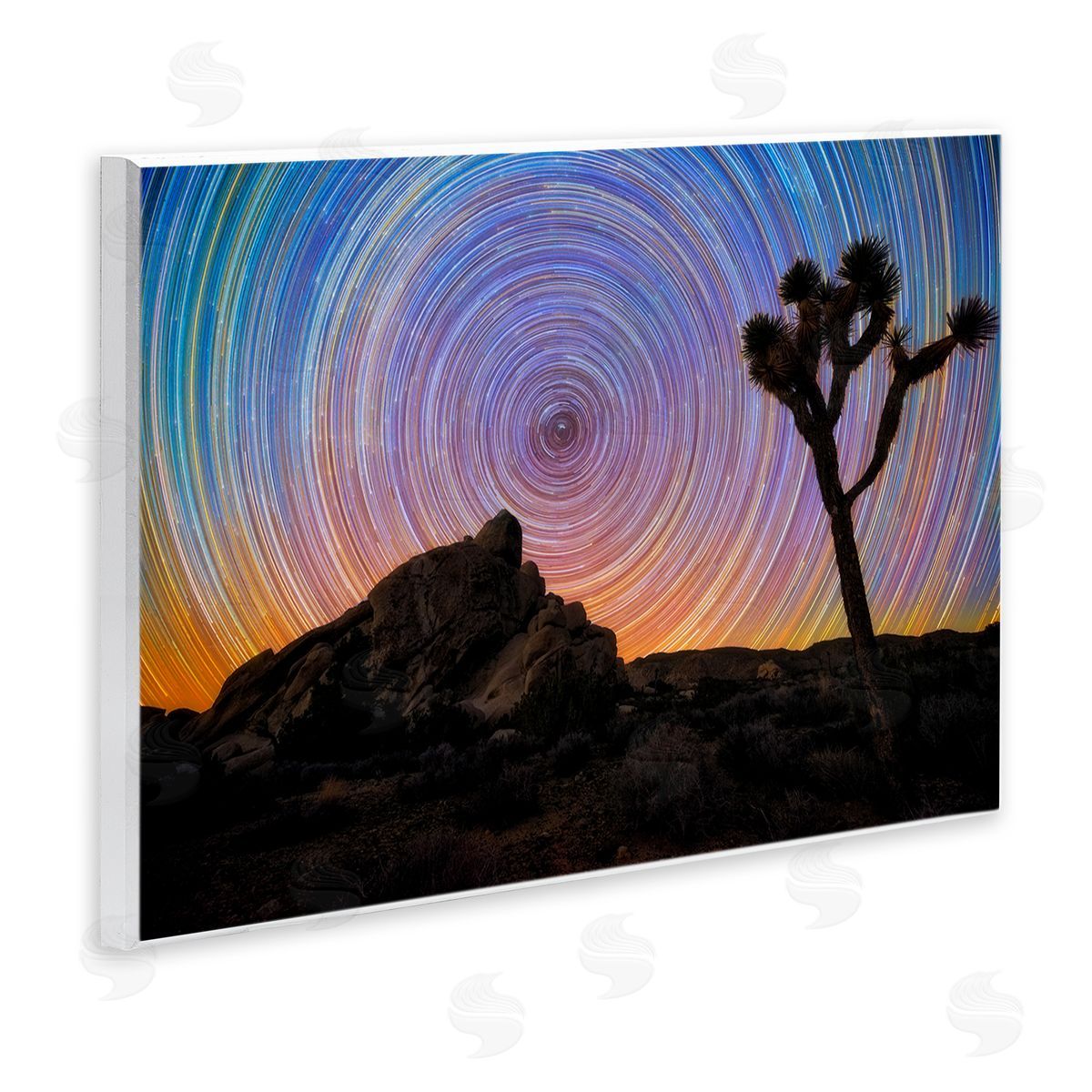 Lincoln Harrison Kaleidoscopic Swirl Pattern Sky Desert Tree Silhouette  Wall Plaque Art Print