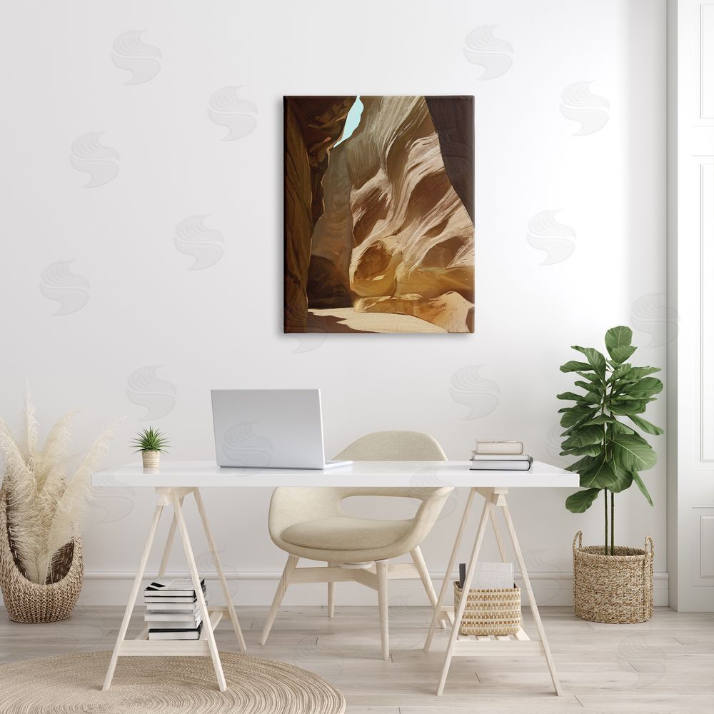 Ziwei Li Sandy Desert Cliffs Peaceful Arid Canyon Landscape Canvas Wall Art Print in Room