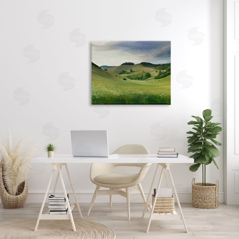 Ziwei Li Rolling Country Hills Green Rural Meadow Fields Canvas Wall Art Print in Room
