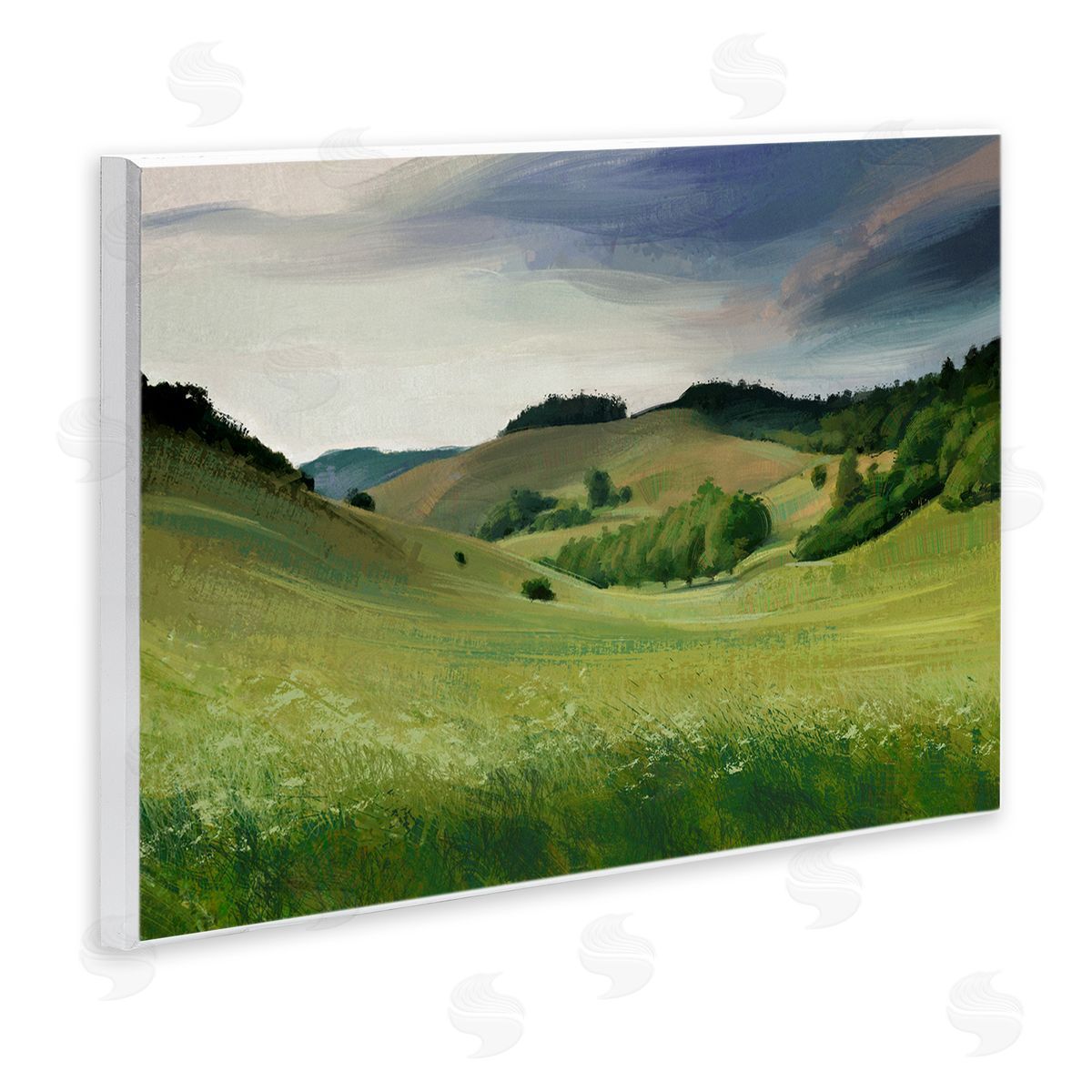 Ziwei Li Rolling Country Hills Green Rural Meadow Fields Wall Plaque Art Print