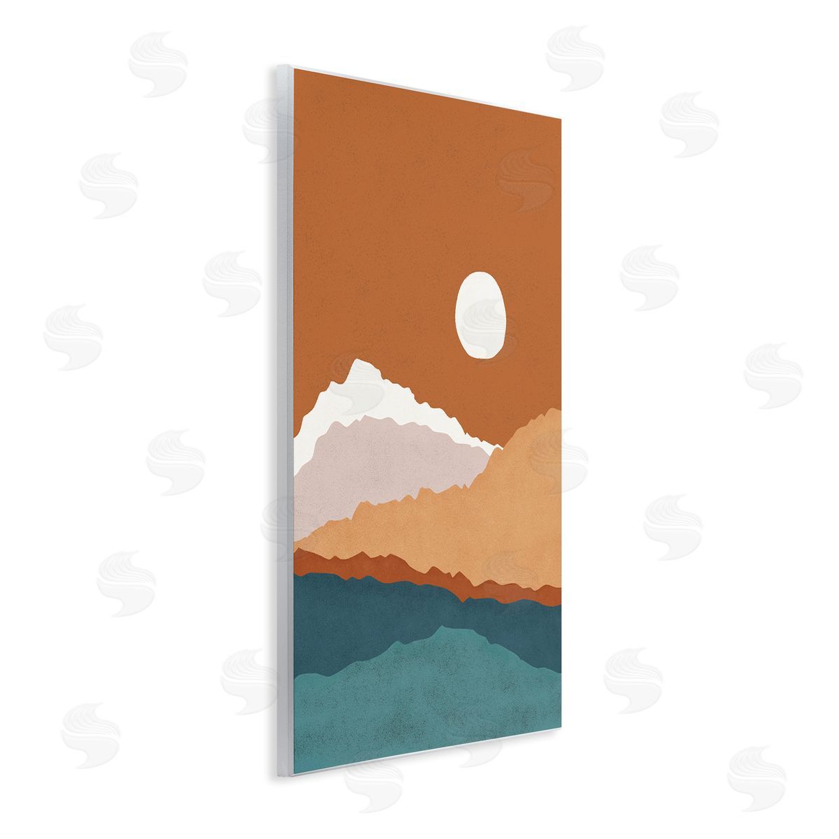 JJ House LLC Abstract Mountain Peaks Round Moon Nature Scene Wall Plaque Art Print