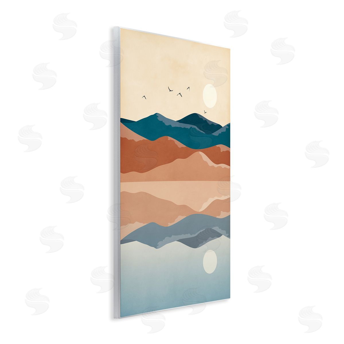 JJ House LLC Birds Flying Over Mountain Peaks Lake Reflection Wall Plaque Art Print