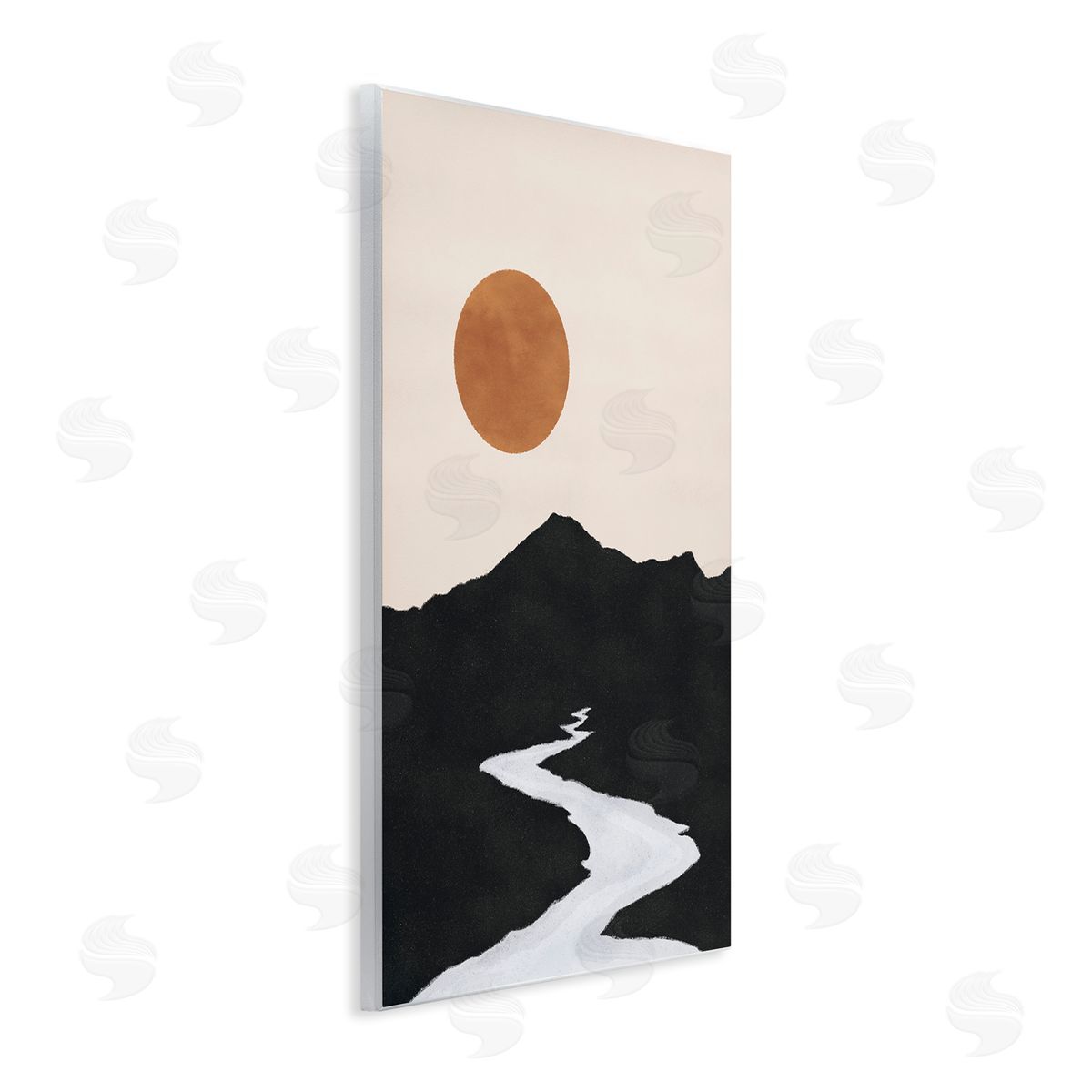 JJ House LLC Receding Stream Into Distant Mountain Ochre Sun Wall Plaque Art Print
