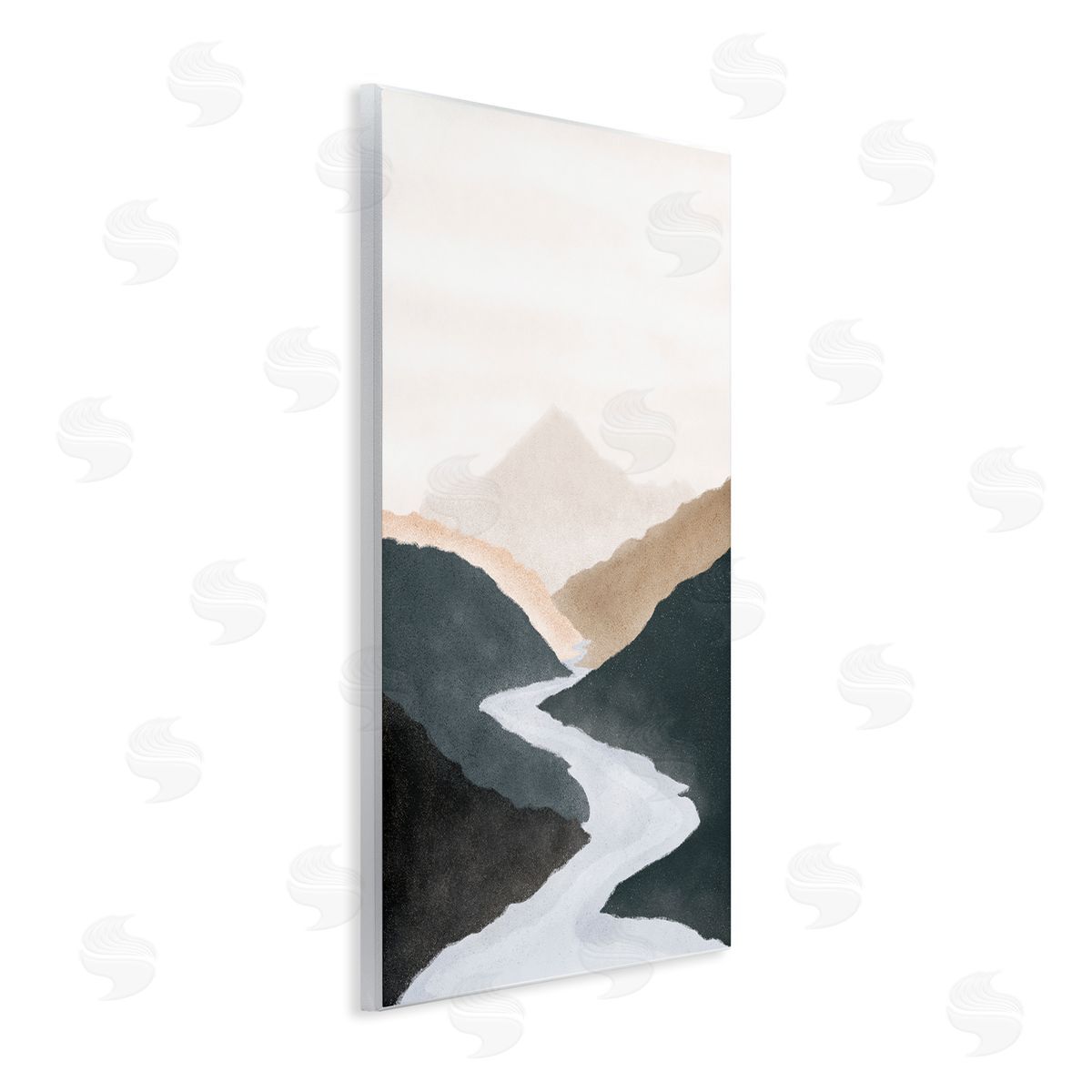 JJ House LLC Flowing River Nature Landscape Foggy Distant Mountain  Wall Plaque Art Print