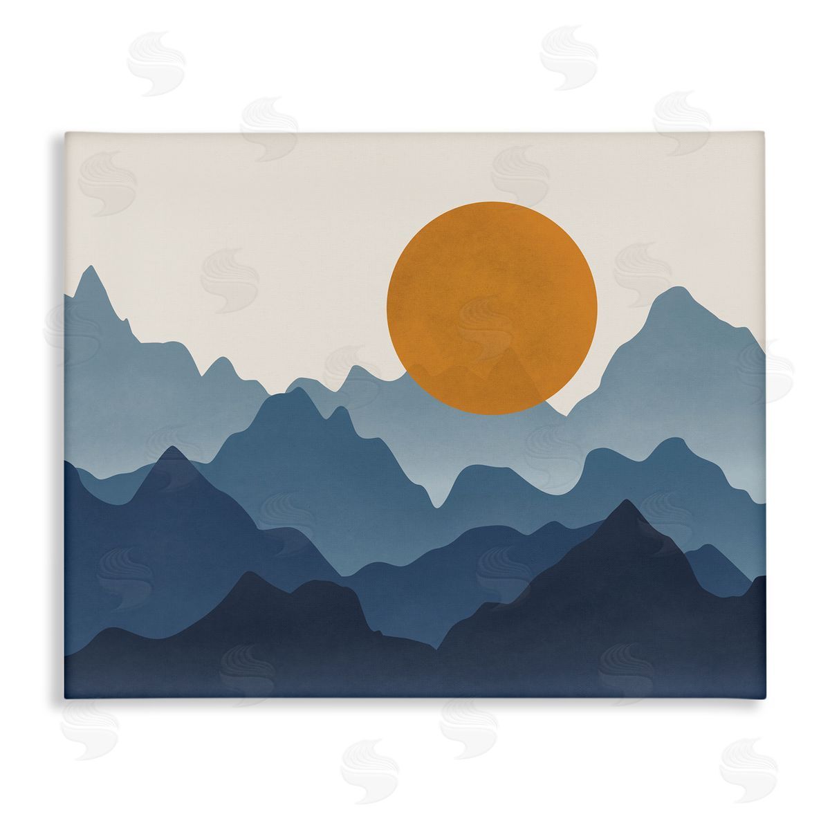 JJ House LLC Rising Sun Jagged Layered Mountain Range Peaks  Stretched Canvas Wall Art Print