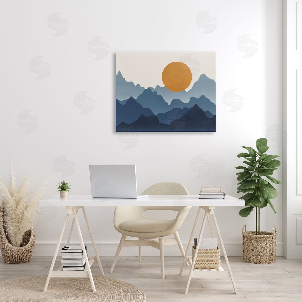 JJ House LLC Rising Sun Jagged Layered Mountain Range Peaks  Canvas Wall Art Print in Room