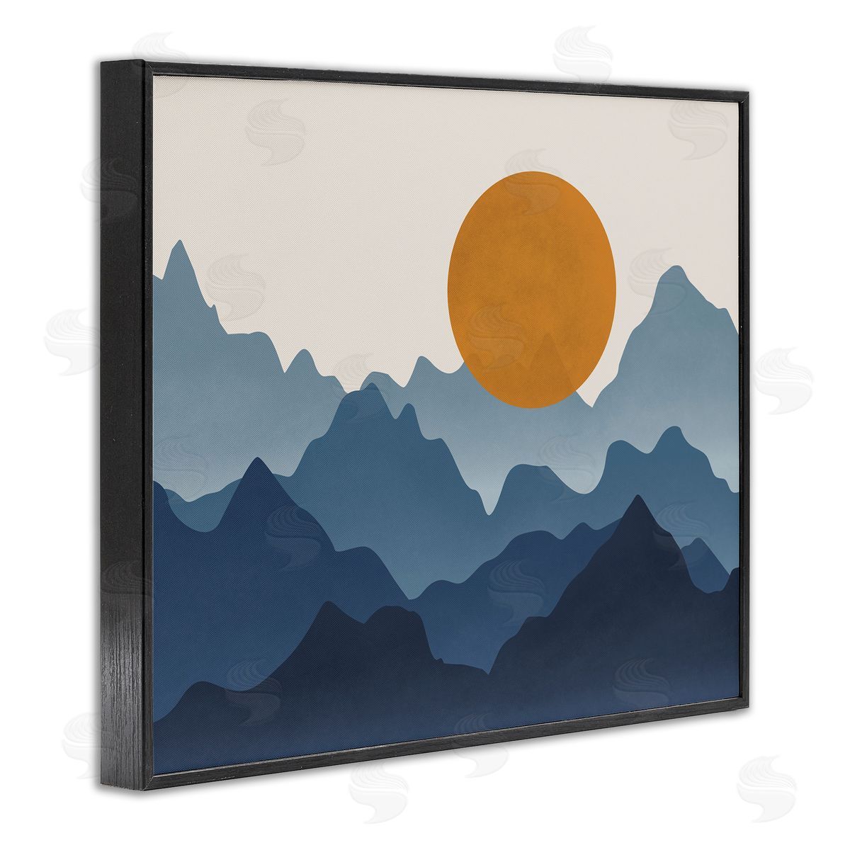 JJ House LLC Rising Sun Jagged Layered Mountain Range Peaks  Black Framed Giclee Wall Art Print