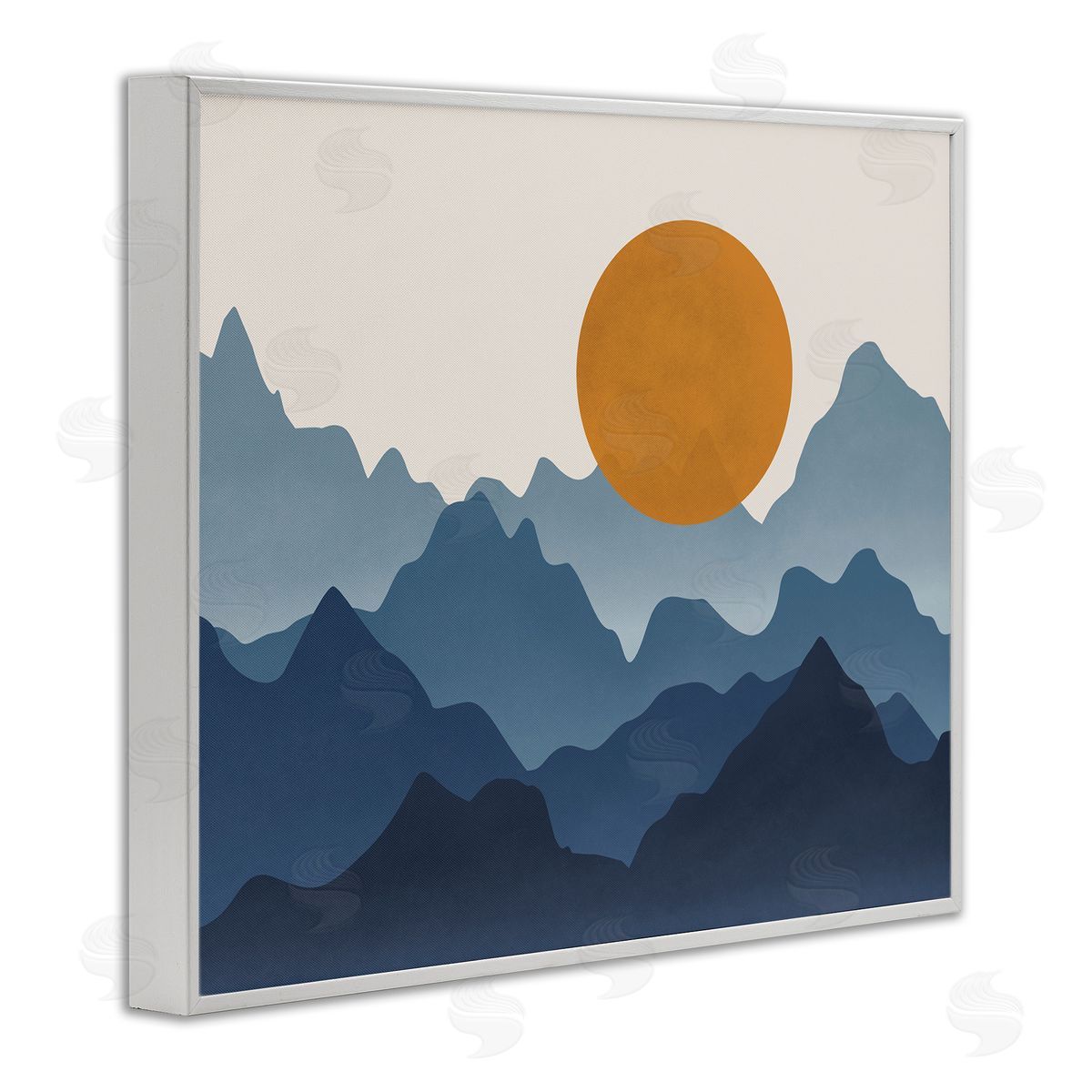 JJ House LLC Rising Sun Jagged Layered Mountain Range Peaks  White Framed Giclee Wall Art Print