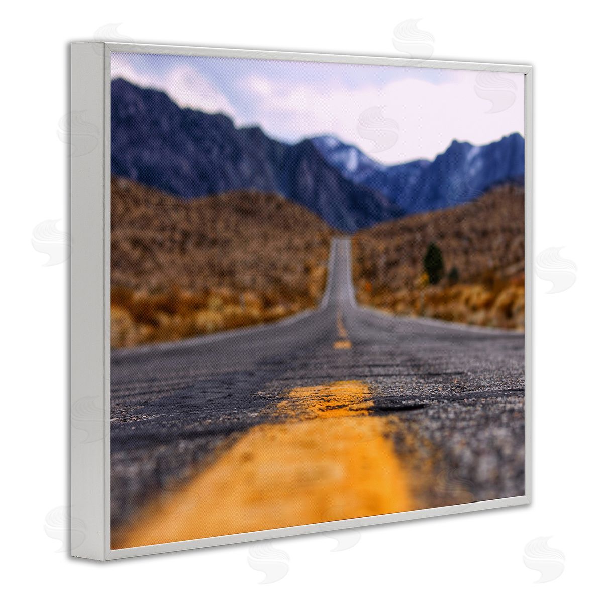 Jeff Poe Photography Rural Ground View Country Highway Road Distant Peaks White Framed Giclee Wall Art Print