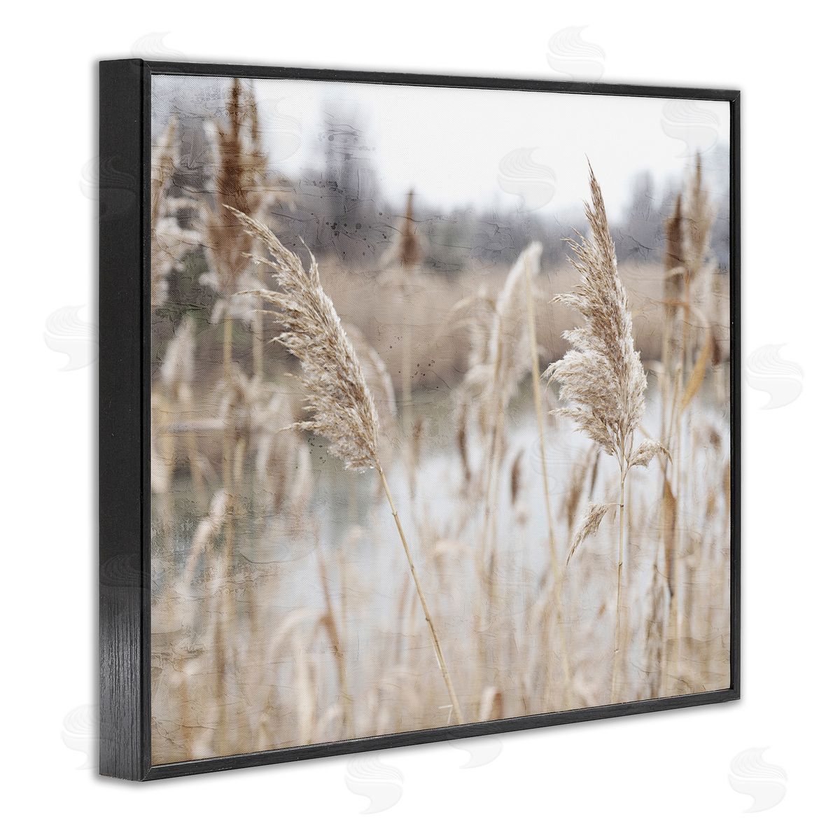 Kim Allen Rural Pampas Grass Reeds Lakeside Pond Marsh Black Framed Giclee Wall Art Print