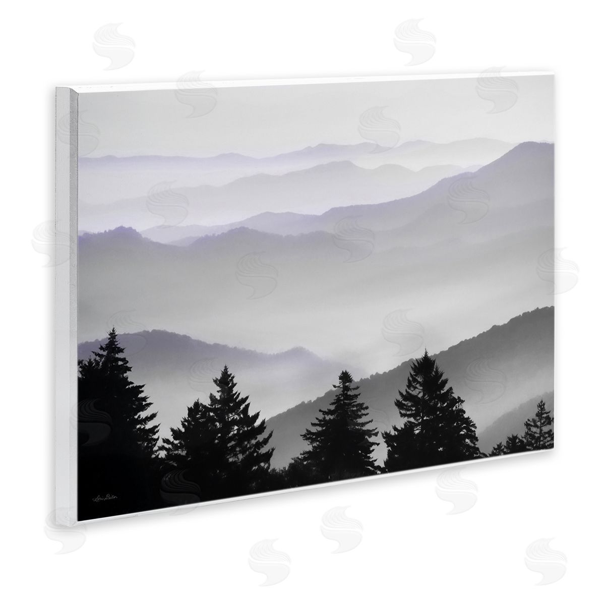 Lori Deiter Pine Trees Silhouettes Foggy Mountain Range Peaks Wall Plaque Art Print