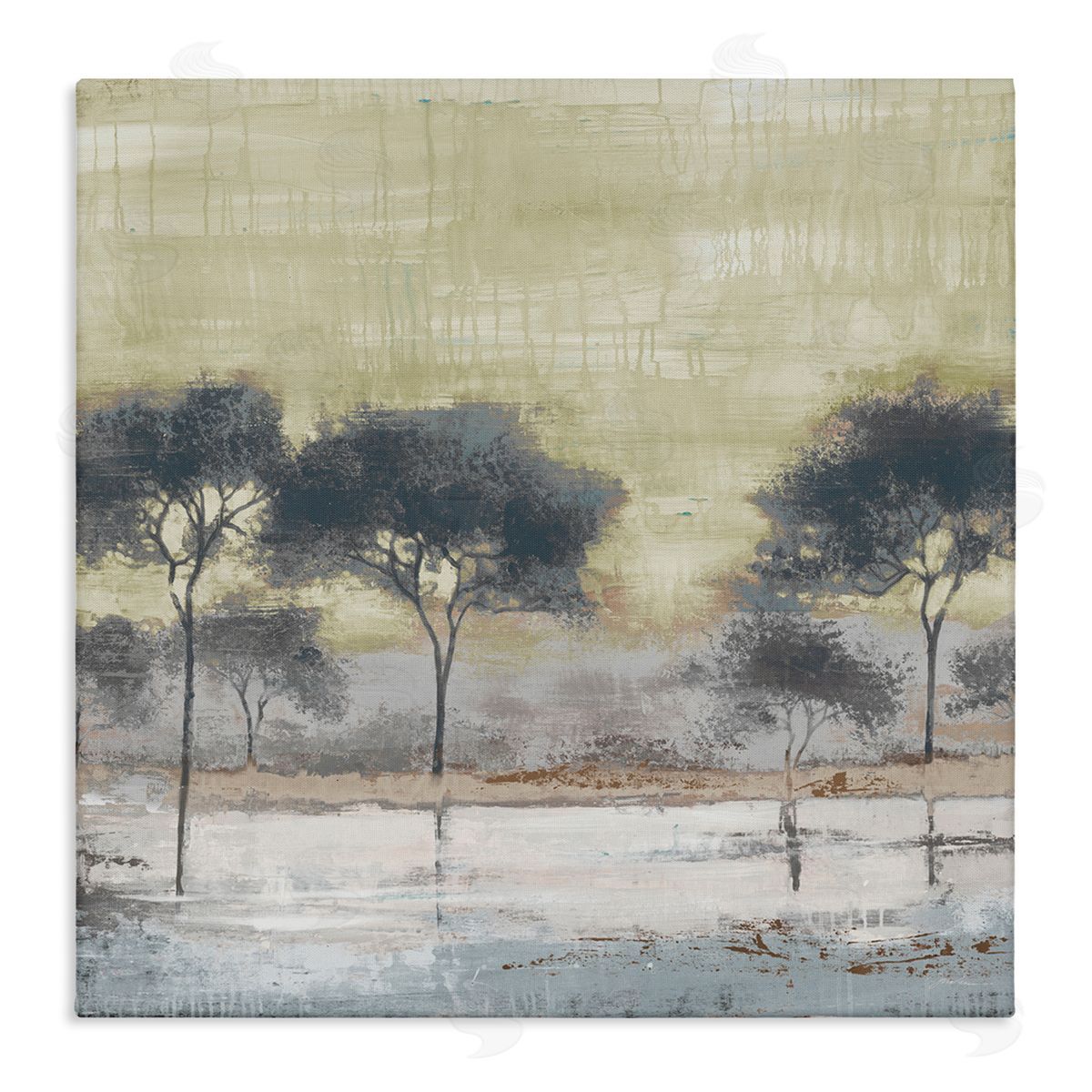 Liz Jardine Marshland Trees Water Surface Reflection Nature Scene Stretched Canvas Wall Art Print