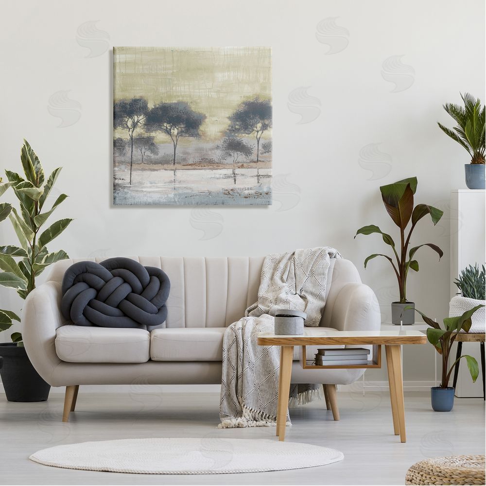 Liz Jardine Marshland Trees Water Surface Reflection Nature Scene Canvas Wall Art in Room