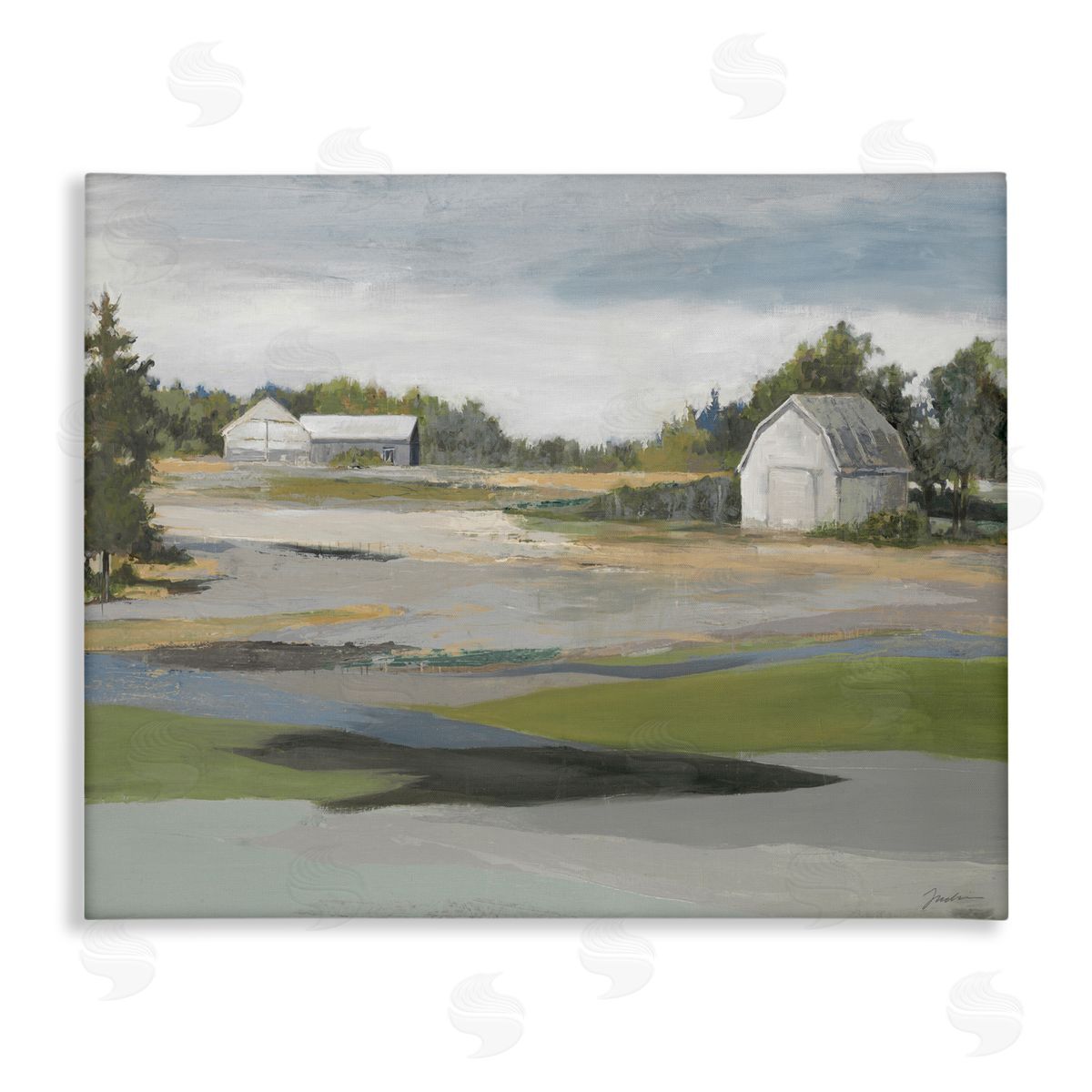 Liz Jardine Rural Farmland Vast Country Barn Agricultural Field  Stretched Canvas Wall Art Print
