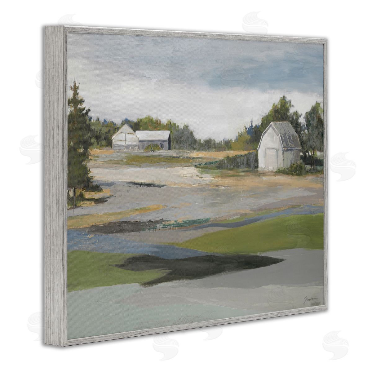Liz Jardine Rural Farmland Vast Country Barn Agricultural Field  Gray Framed Giclee Wall Art Print