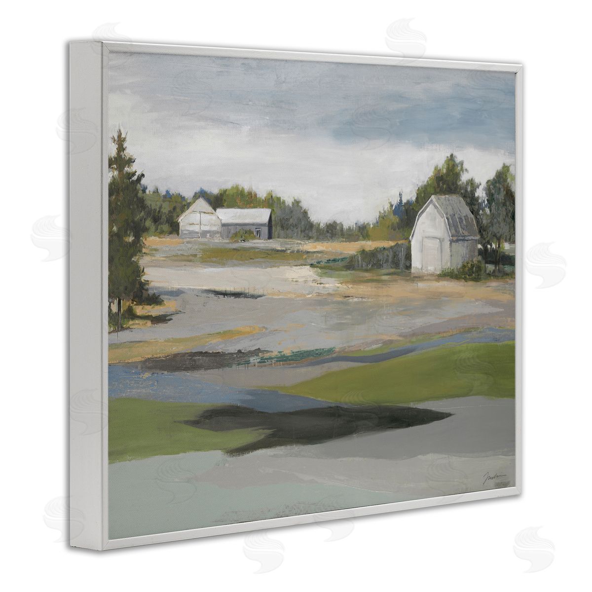 Liz Jardine Rural Farmland Vast Country Barn Agricultural Field  White Framed Giclee Wall Art Print