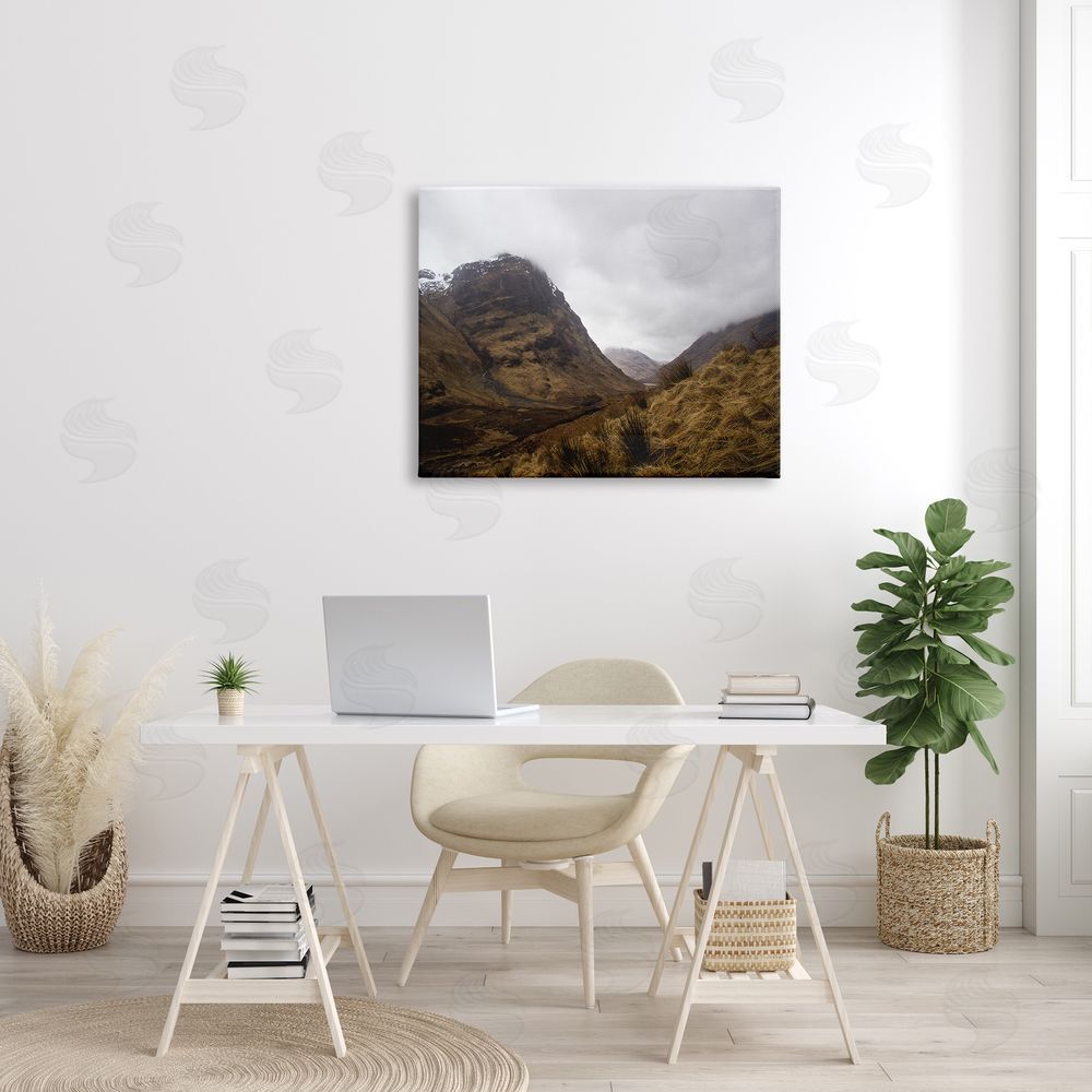 Stupell Studio Desert Hill Peaks Arid Vegetation Heavy Clouds Canvas Wall Art Print in Room