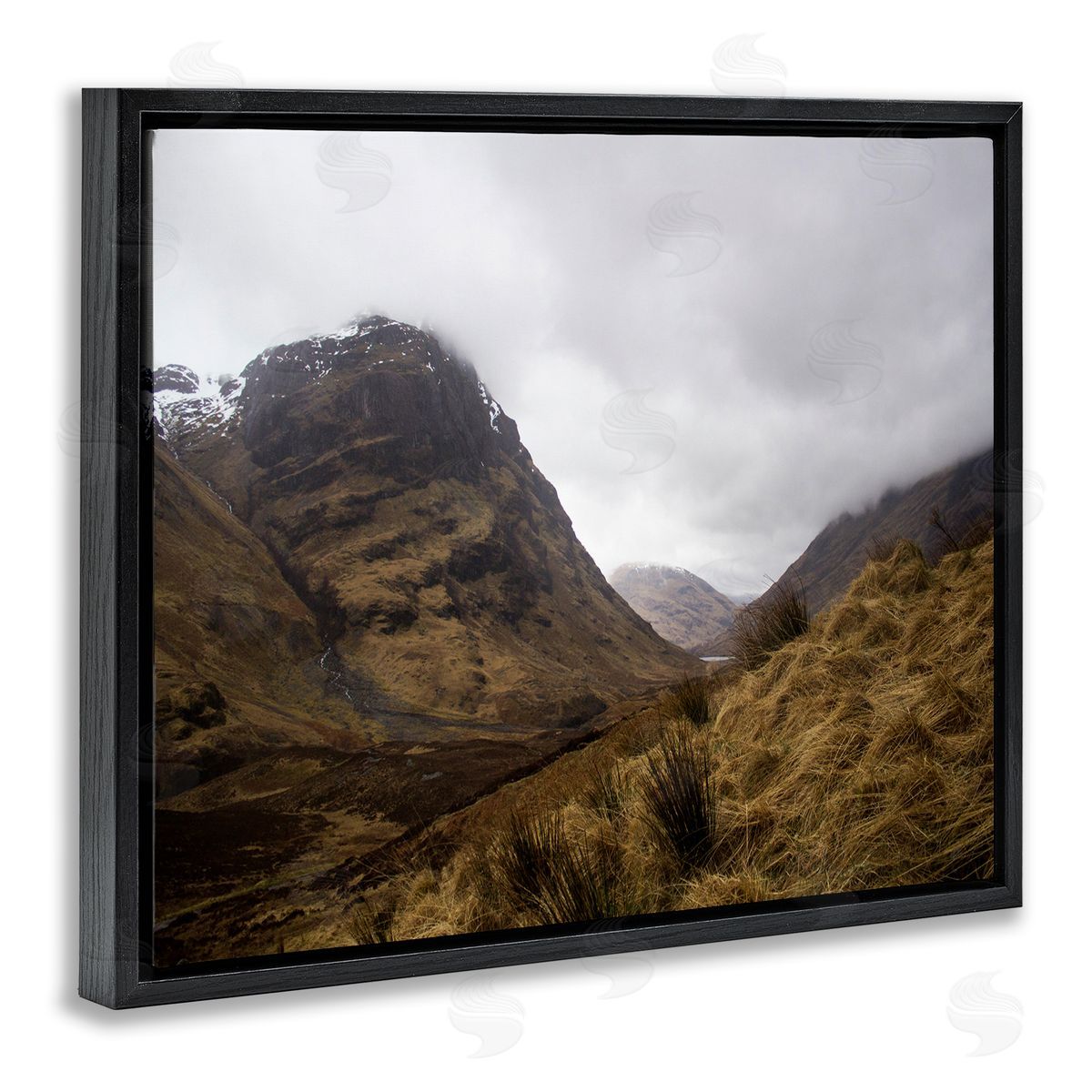 Stupell Studio Desert Hill Peaks Arid Vegetation Heavy Clouds Black Floating Frame Canvas Wall Art Print