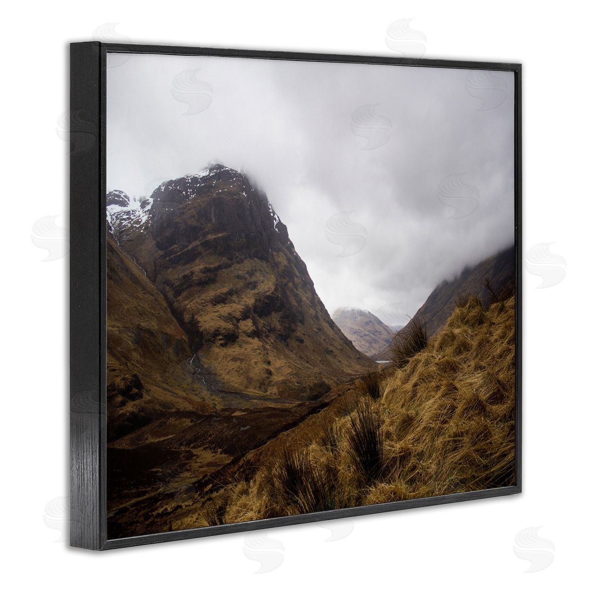Stupell Studio Desert Hill Peaks Arid Vegetation Heavy Clouds Black Framed Giclee Wall Art Print
