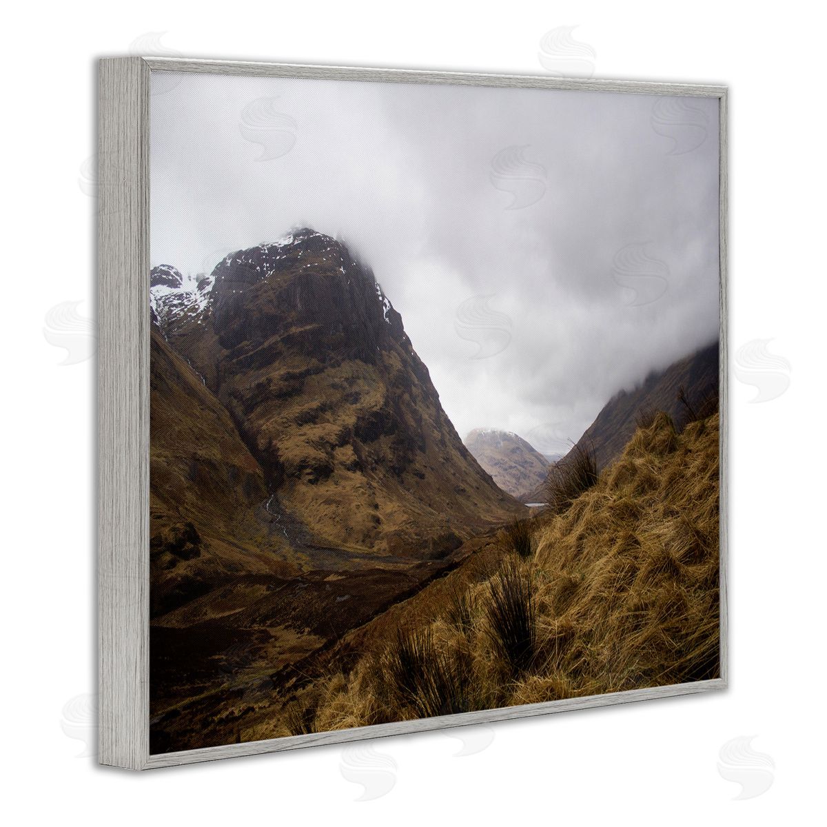 Stupell Studio Desert Hill Peaks Arid Vegetation Heavy Clouds Gray Framed Giclee Wall Art Print