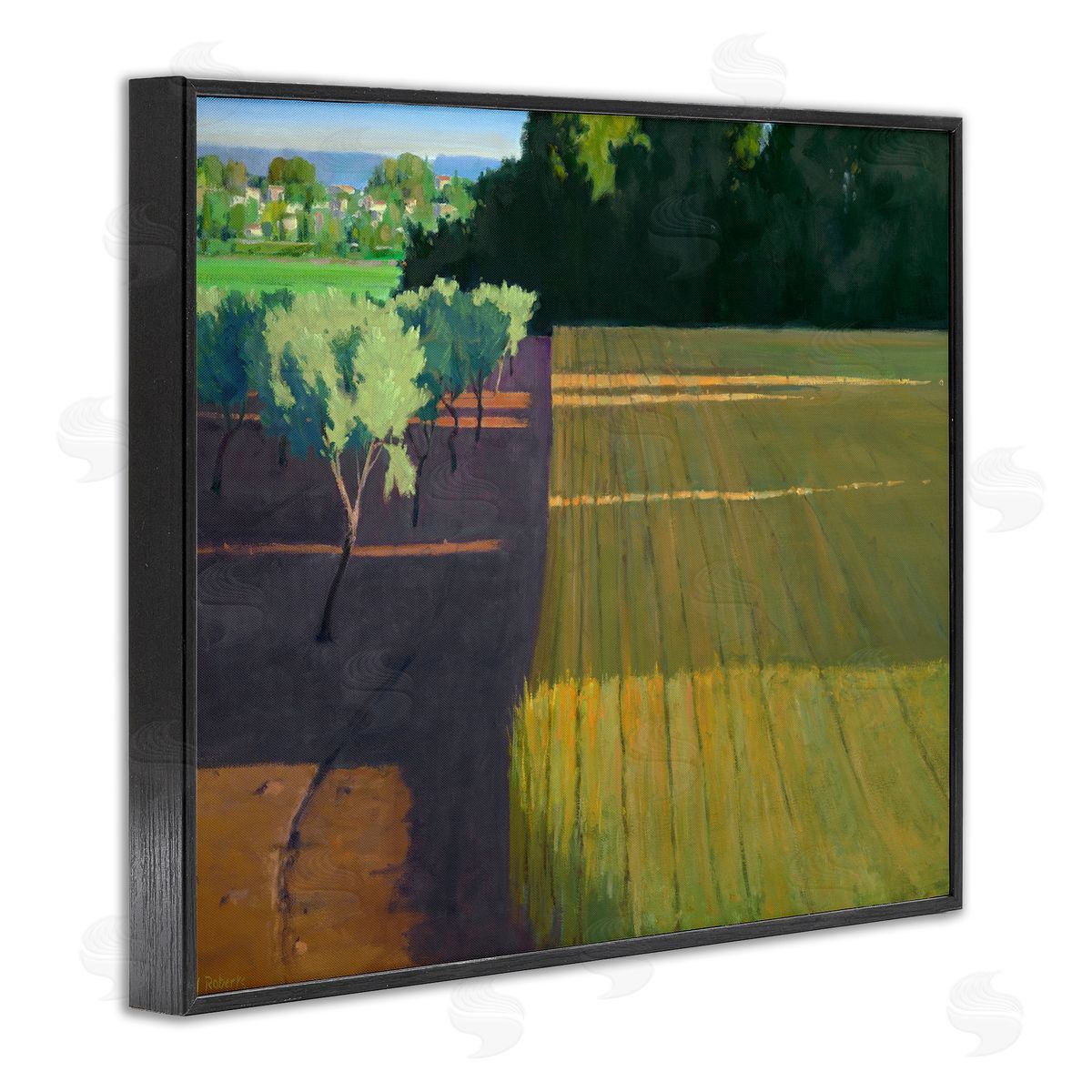 Ian Roberts Orderly Orchard Farm Land Vast Grassland Field Black Framed Giclee Wall Art Print