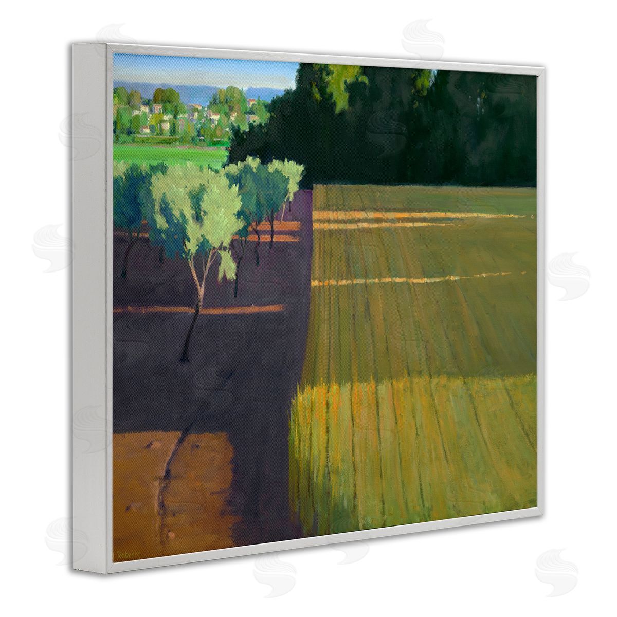 Ian Roberts Orderly Orchard Farm Land Vast Grassland Field White Framed Giclee Wall Art Print