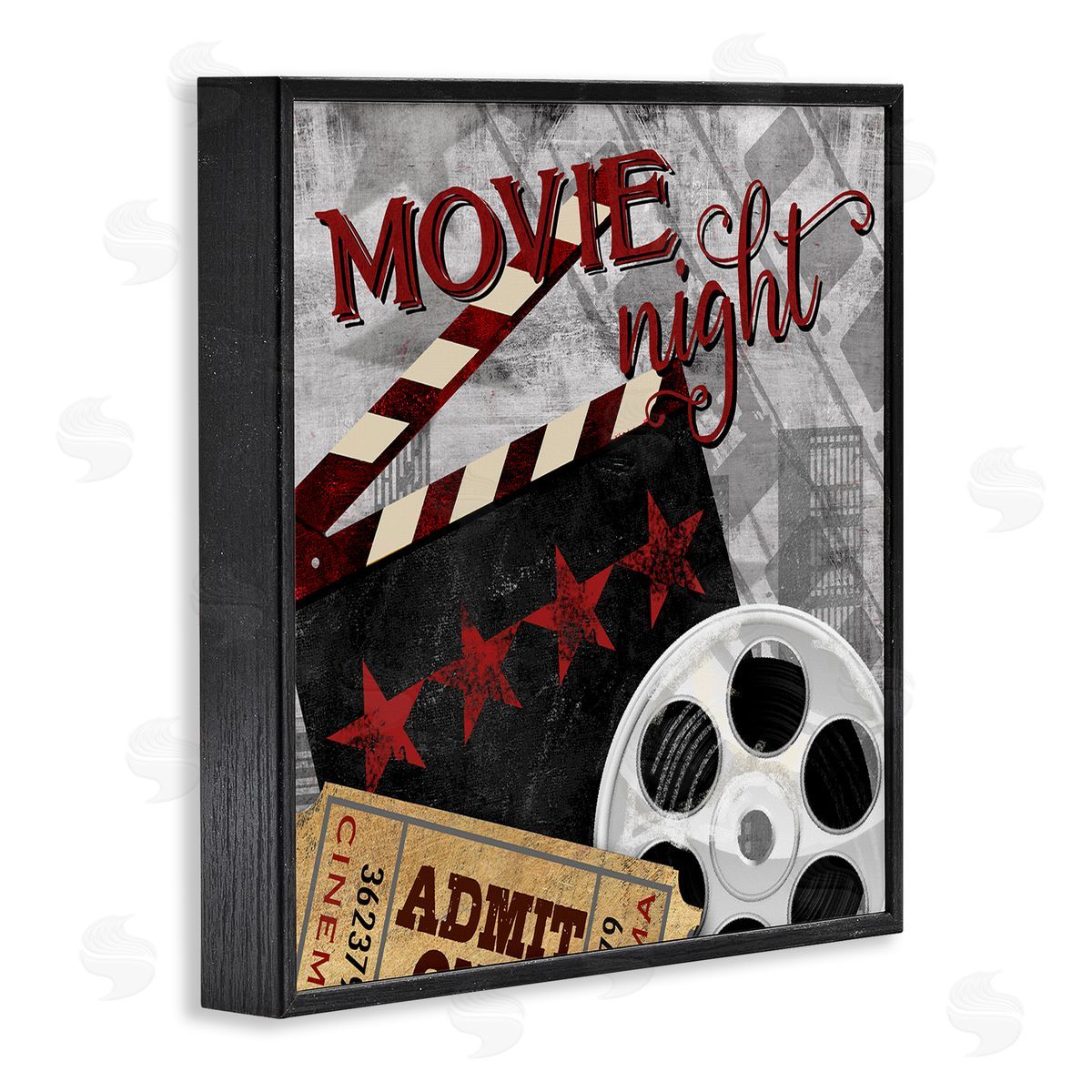 Conrad Knutsen Movie Night Cinema Reel Entertainment Ticket Sign Black Framed Glicee Wall Art Print