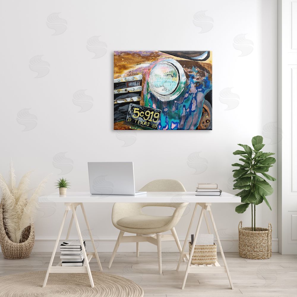 Stacy Gresell Up-Close Texas Car Headlight Modern Street  Canvas Wall Art Print in Room