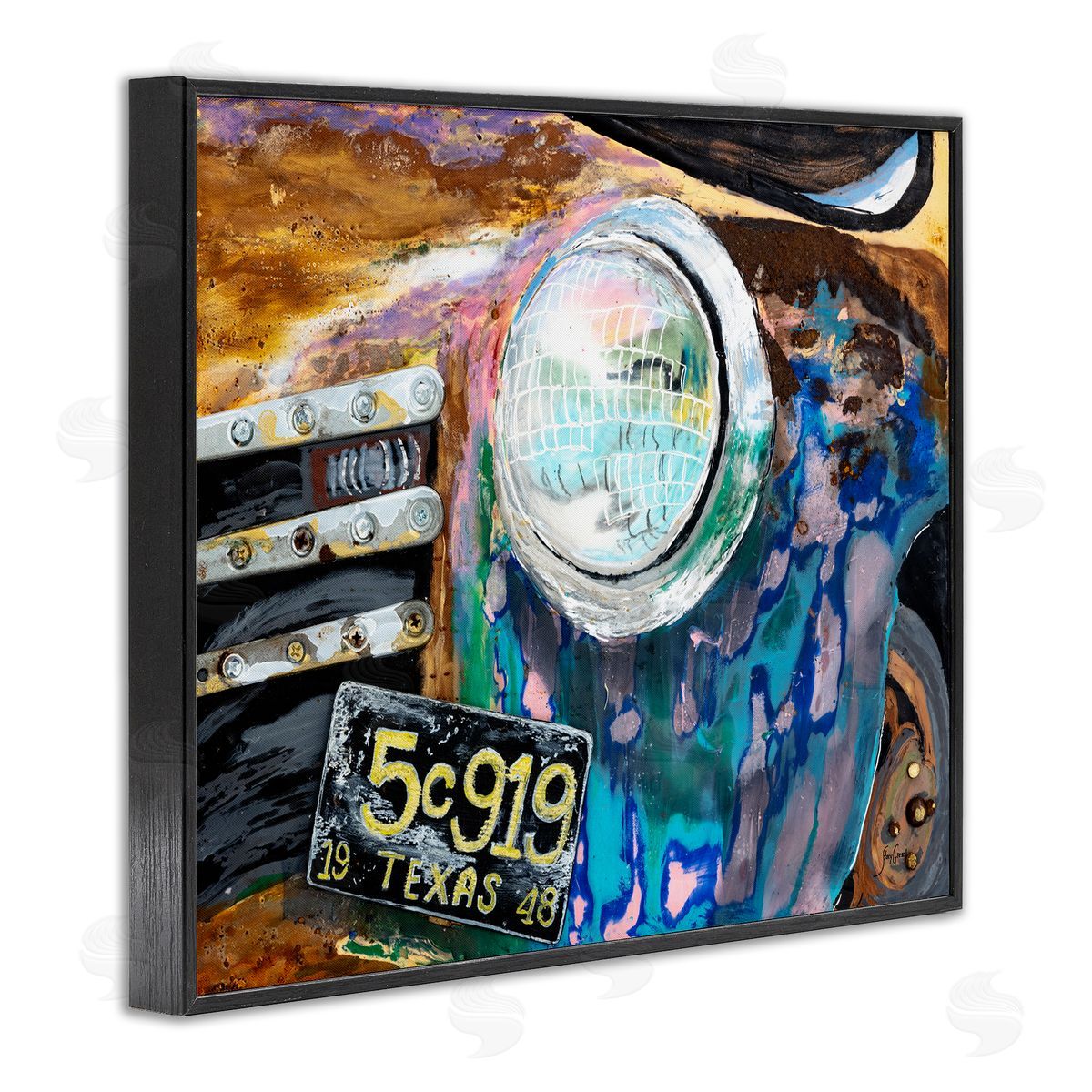 Stacy Gresell Up-Close Texas Car Headlight Modern Street  Black Framed Giclee Wall Art Print