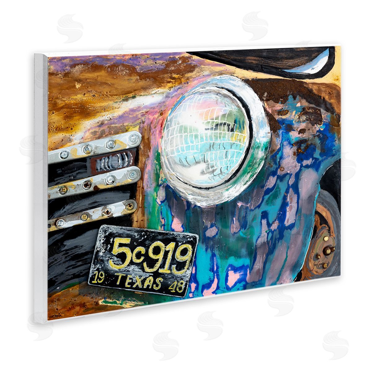 Stacy Gresell Up-Close Texas Car Headlight Modern Street  Wall Plaque Art Print