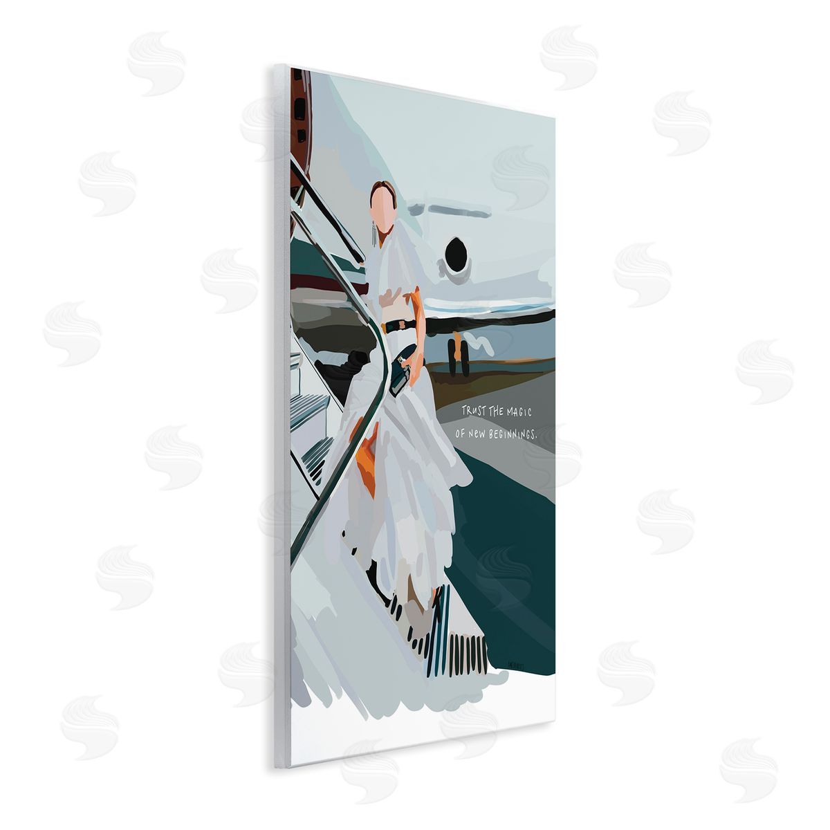 Amelia Noyes Magic of New Beginnings Uplifting Woman Boarding Airplane  Wall Plaque Art Print