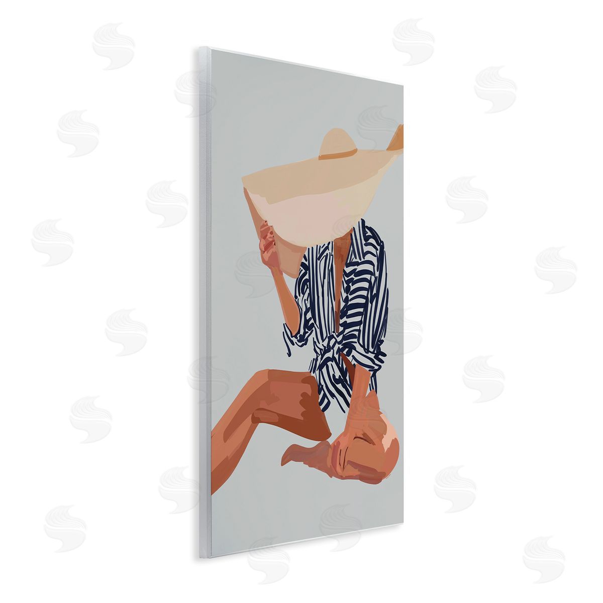 Amelia Noyes Woman Obscured By Sun Hat Summer Beach Portrait Wall Plaque Art Print