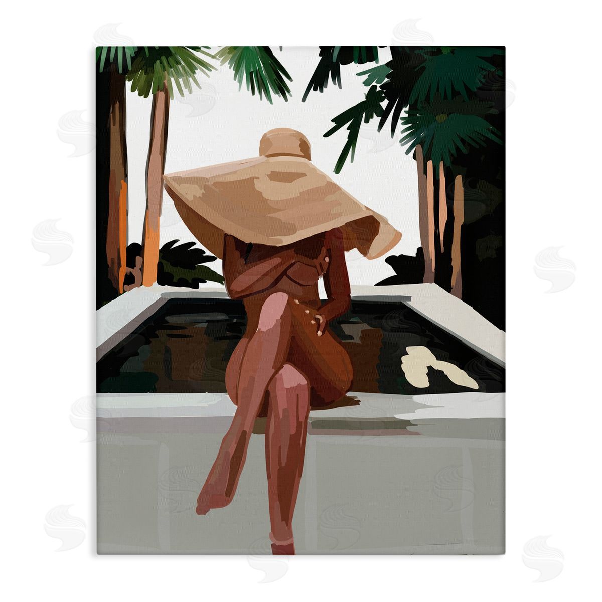 Amelia Noyes Trendy Upscale Woman Tropical Summer Hot Tub Stretched Canvas Wall Art Print