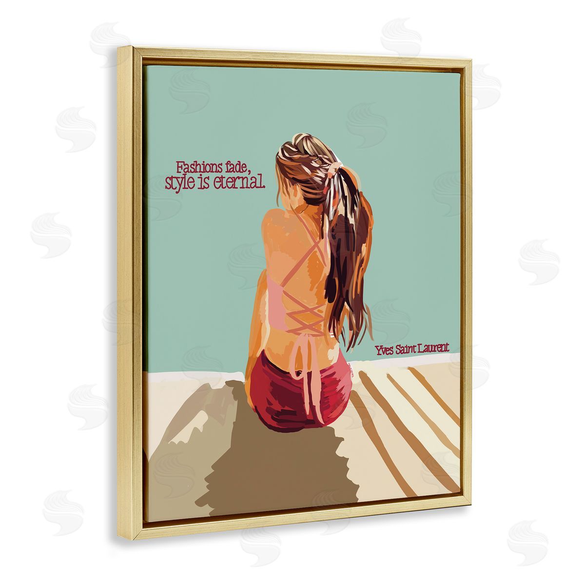 Amelia Noyes Style is Eternal Motivating Fashion Quote Beach Woman Gold Floating Frame Canvas Wall Art Print